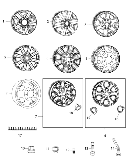 2016 Ram 3500 Wheel Alloy Diagram for 1UD29XZAAB