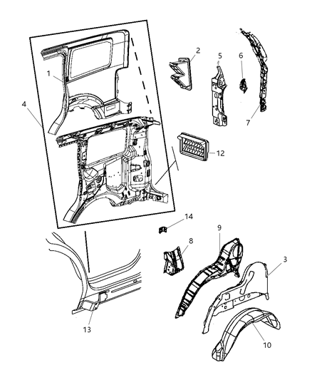 2007 Dodge Nitro Panel-TAILLAMP Mounting Diagram for 55360721AA