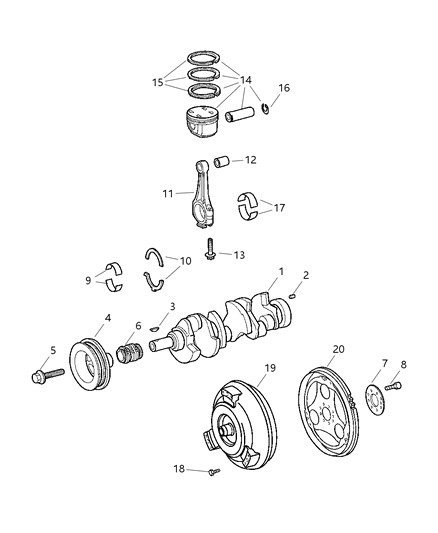 2005 Chrysler Crossfire Bearing-Connecting Rod Diagram for 5102915AA