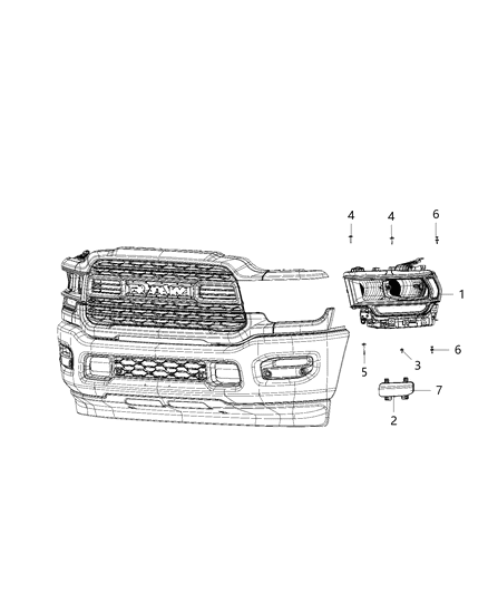 2019 Ram 3500 Pickup Lamps, Front Diagram 2