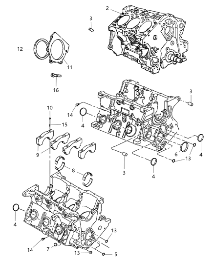 2008 Dodge Grand Caravan Engine-Long Block Diagram for R8036633AA