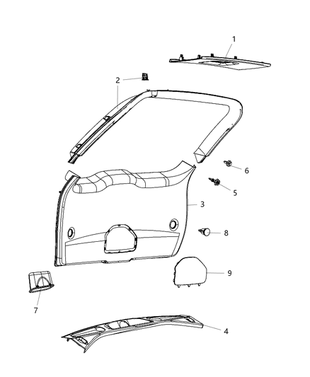 2014 Dodge Durango Liftgate Panels & Scuff Plate Diagram