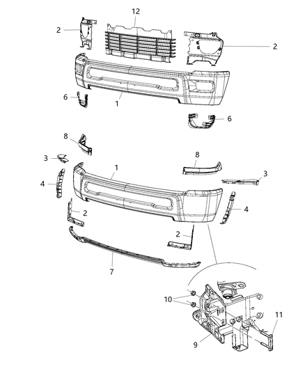 2018 Ram 2500 Sensor-Park Distance Diagram for 5VS88ZZZAA