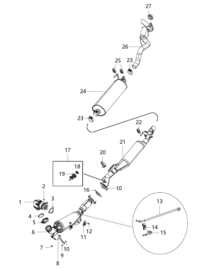 2019 Ram 1500 Classic Exhaust System Single Diagram