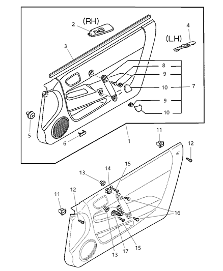 2001 Chrysler Sebring Coupe Door Panel - Front Diagram