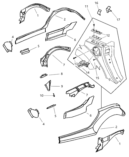 2002 Chrysler Prowler Quarter Panel Diagram