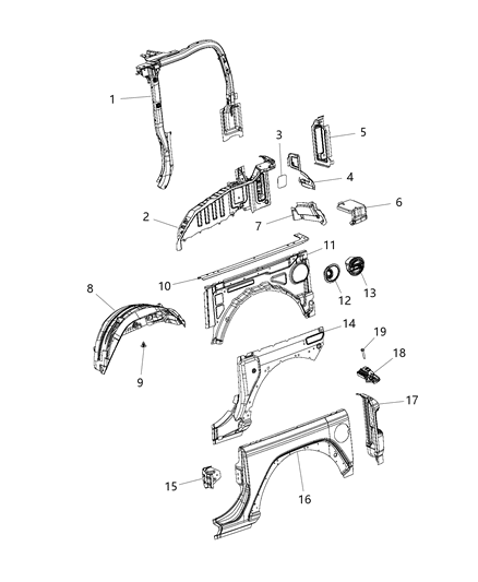 2021 Jeep Wrangler Rear Quarter Panel Diagram 1