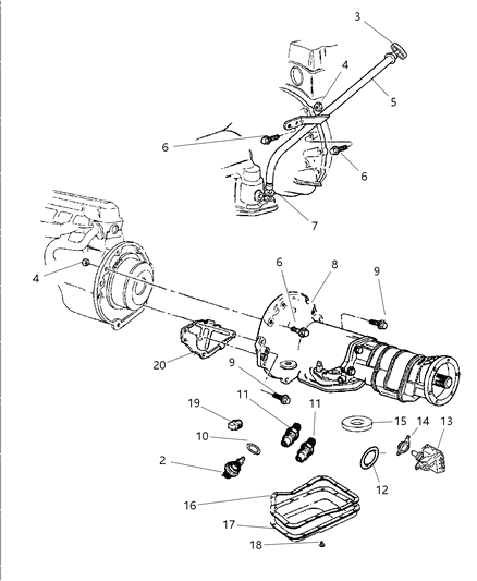 2001 Dodge Dakota Case & Related Parts & Extension Diagram 1