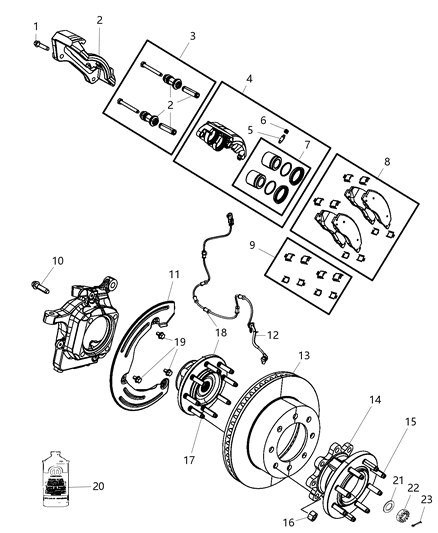 2009 Dodge Ram 3500 CALIPER-Disc Brake Diagram for 68049151AA