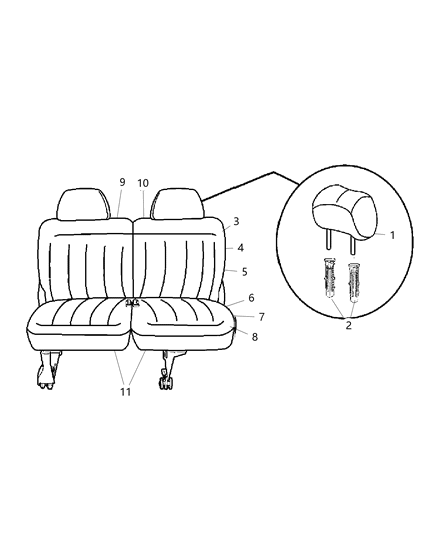 2005 Chrysler Town & Country HEADREST-Rear Diagram for 1AL741D5AA