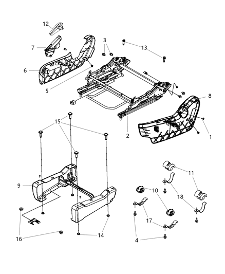 2012 Dodge Grand Caravan Adjusters, Recliners & Shields - Passenger Side - Manual Diagram