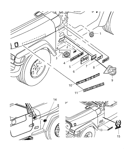 2006 Jeep Wrangler Decal-Hood Side Diagram for 55078142AA