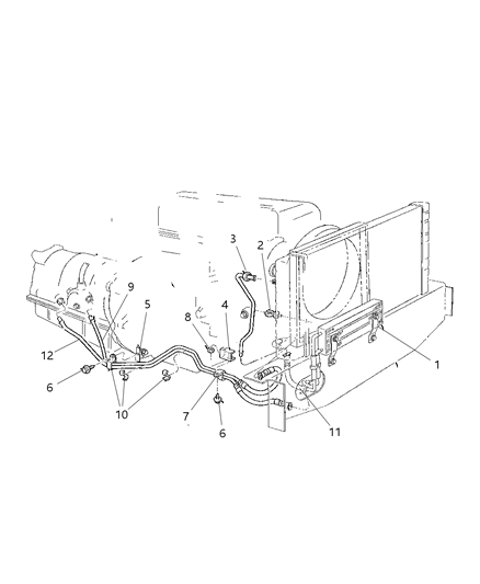 1999 Jeep Cherokee Transmission Oil Cooler & Lines Diagram 2