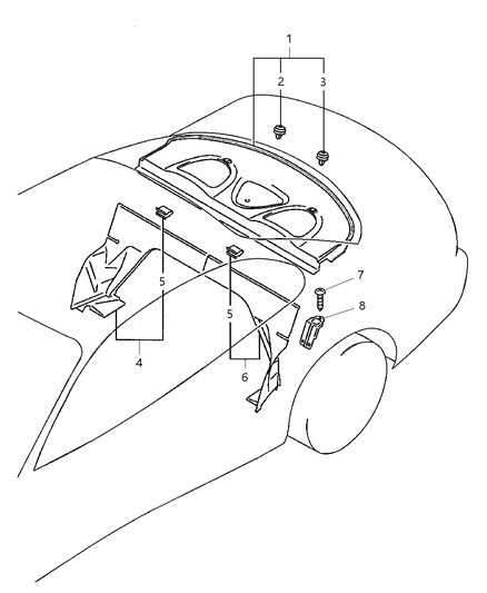 2000 Chrysler Sebring Coupe Rear Shelf & Cover - Lift Gate Diagram