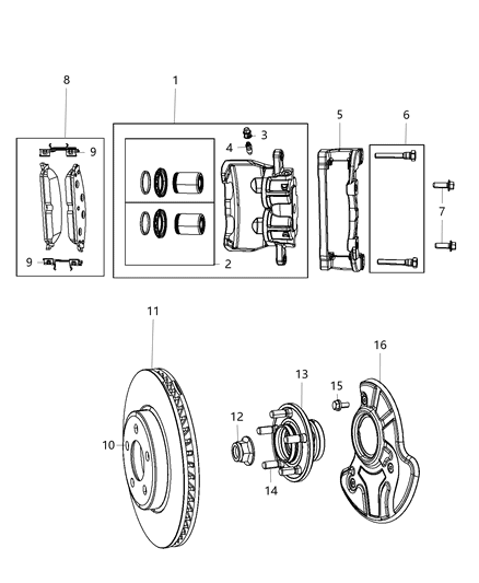 2013 Chrysler 300 Front Brakes Diagram 1