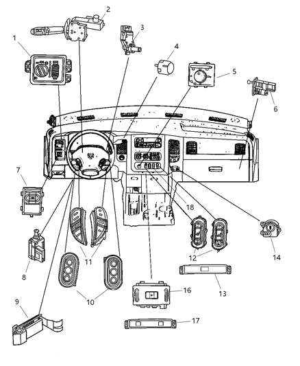 2007 Dodge Ram 3500 Switches - Instrument Panel Diagram