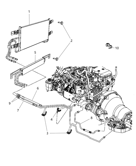 2008 Dodge Ram 3500 Pickup Transmission Oil Cooler & Lines Diagram 2
