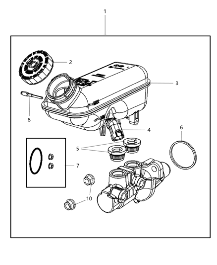 2008 Dodge Grand Caravan Reservoir-Brake Master Cylinder Diagram for 68002154AB