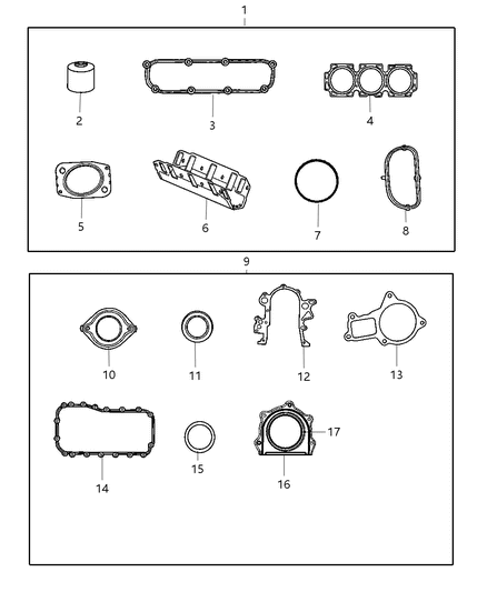 2007 Chrysler Pacifica Gasket Pkg-Engine Lower Diagram for 68002269AA