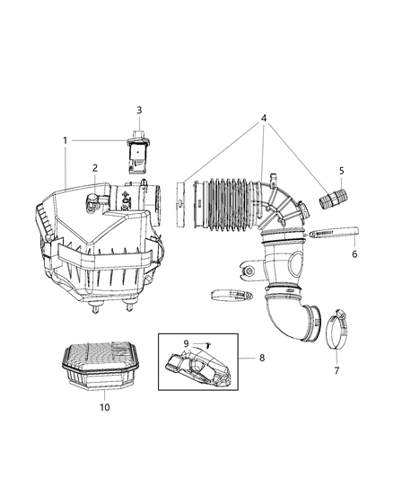 2010 Jeep Wrangler Air Cleaner Diagram 1