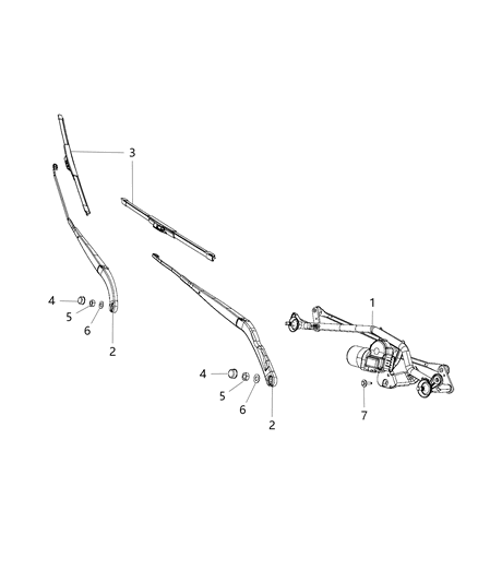 2021 Ram ProMaster 1500 Wiper System, Front Diagram