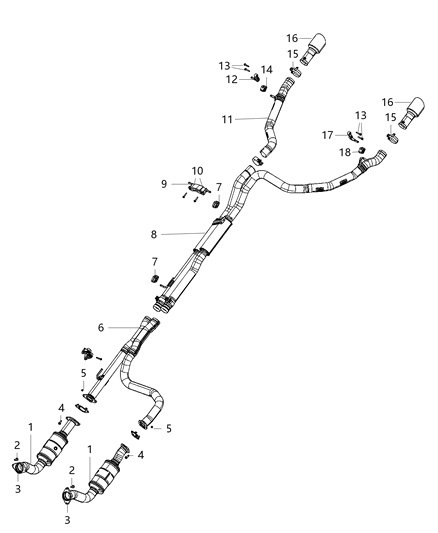 2021 Ram 1500 Exhaust T-TAILPIPE Diagram for 68432193AD