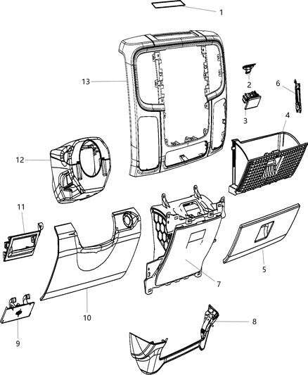 2014 Ram 1500 Instrument Panel-Steering Column Opening Diagram for 1WQ351L1AC