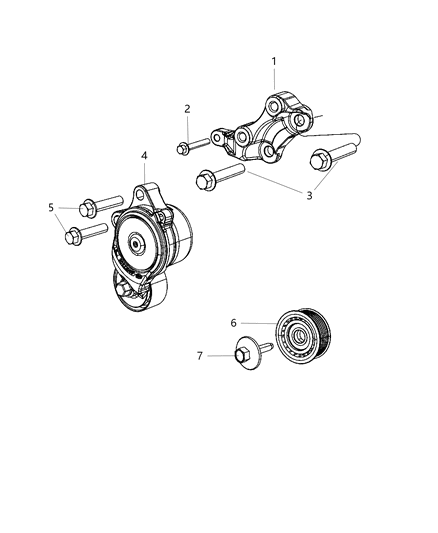 2016 Jeep Grand Cherokee Bracket-TENSIONER Support Diagram for 68312402AA