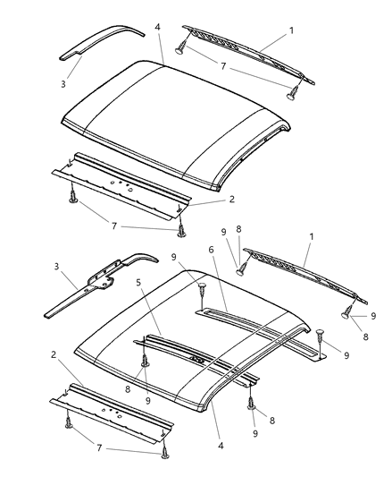 2002 Dodge Dakota Rail-Roof Diagram for 55257167AB