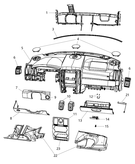 2007 Chrysler 300 Bezel-Instrument Cluster Diagram for UZ95ZJ8AA