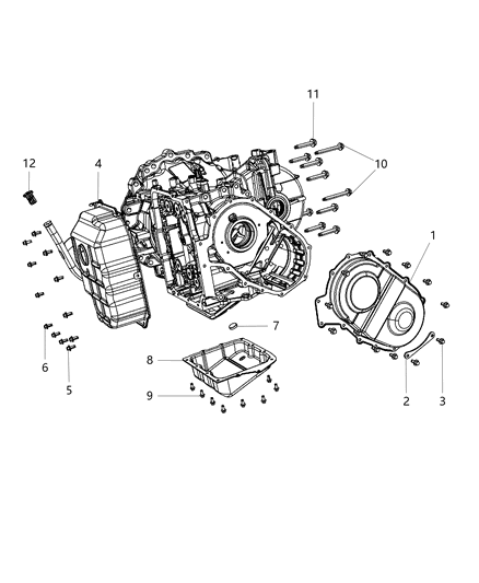 2011 Chrysler Town & Country Oil Pan, Cover And Related Parts Diagram