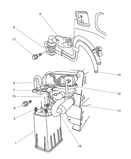1998 Chrysler Sebring Convertible Vapor Canister & Leak Detection Pump Diagram
