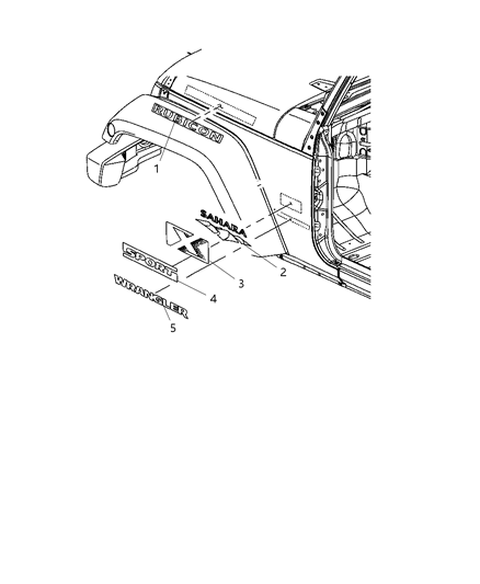 2008 Jeep Wrangler Decals & Tape Stripes Diagram