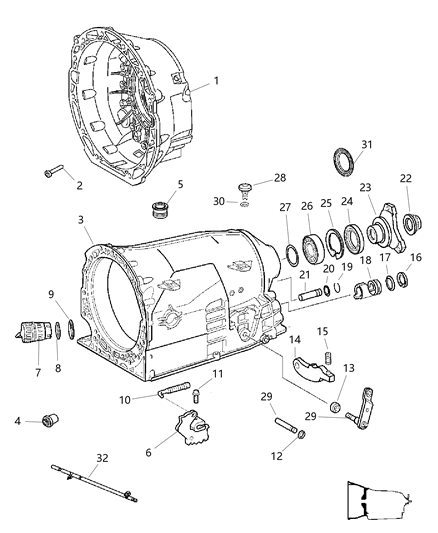 2007 Jeep Commander Transmission Case & Related Parts Diagram 1