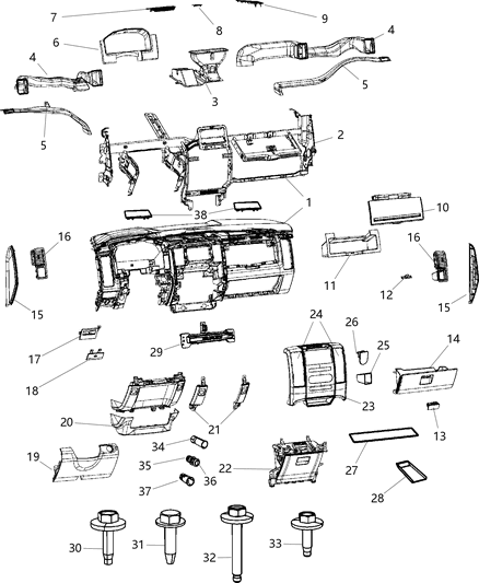 2011 Ram 1500 Instrument Panel & Structure Diagram