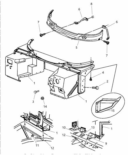 1997 Dodge Viper Cowl & Dash Panel Diagram