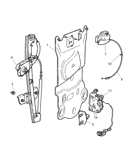 2002 Dodge Ram Wagon Front Door Window Regulator Diagram for 5278399AA