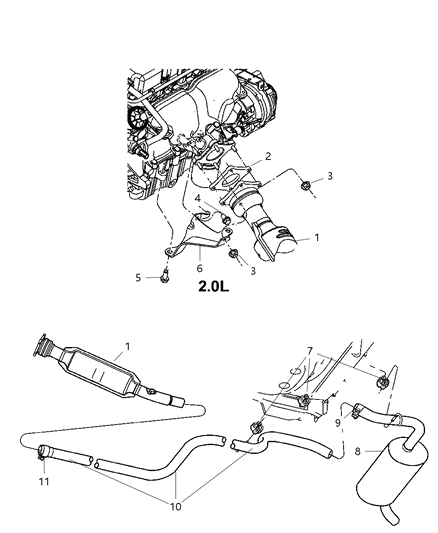 2005 Dodge Neon Exhaust Muffler Diagram for 5273673AA