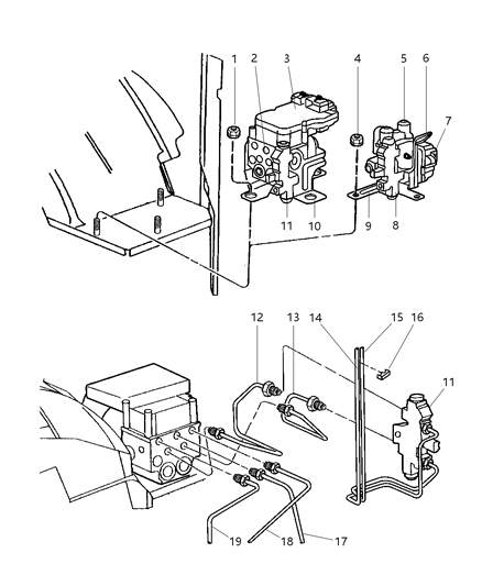 1999 Dodge Ram Wagon Hydraulic Control Unit Diagram