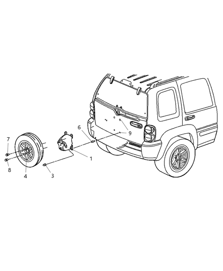 2006 Jeep Liberty Gasket-Spare Tire Bracket Diagram for 55360585AA