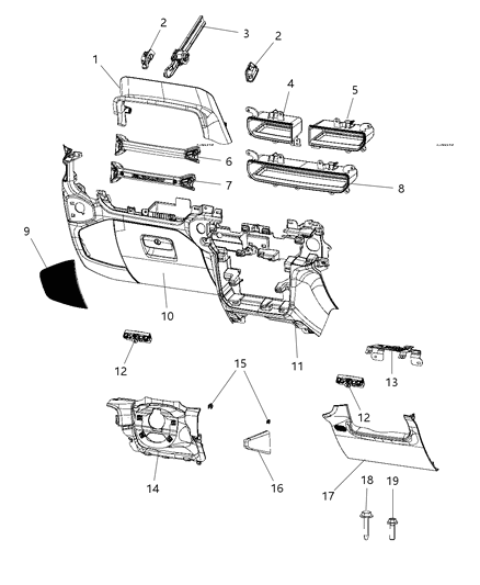 2019 Jeep Wrangler Instrument Panel Lower Diagram 2