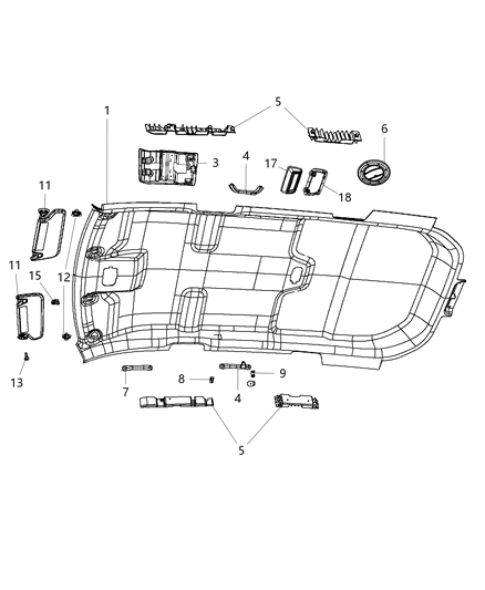 2016 Dodge Journey Headliners & Visors Diagram