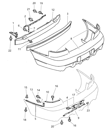 1997 Dodge Avenger Bumper & Support, Rear Diagram