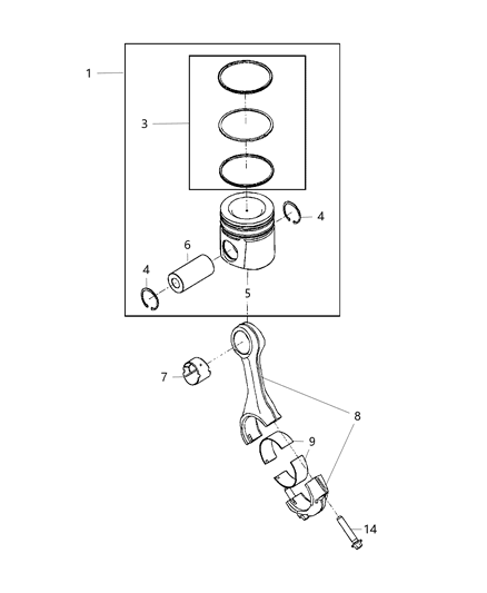 2012 Ram 2500 Pistons , Piston Rings , Connecting Rods & Connecting Rod Bearing Diagram 3