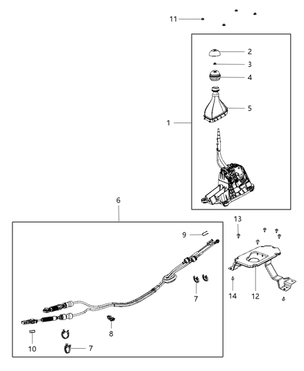 2012 Dodge Dart Transmission Gearshift Control Cable Diagram for 5106161AC