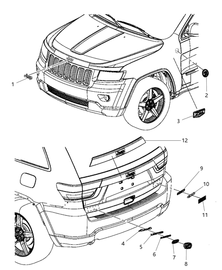 2011 Jeep Grand Cherokee Nameplate Diagram for 68089729AA