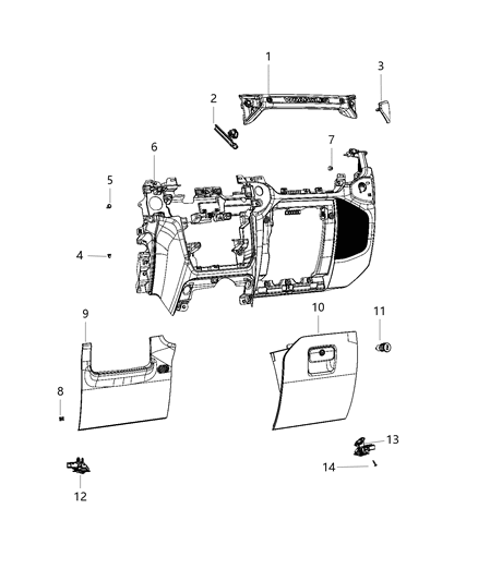 2021 Jeep Wrangler Instrument Panel, Lower Diagram 1