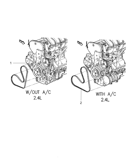 2010 Chrysler PT Cruiser Belts, Serpentine & V-Belts Diagram