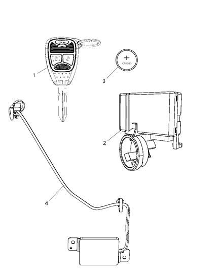 2008 Dodge Avenger Receiver Modules, Keys & Key Fob Diagram