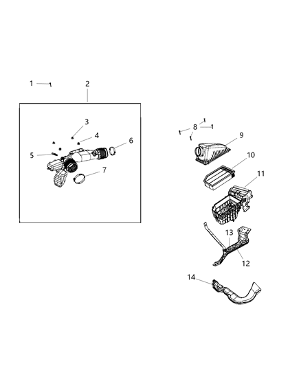 2020 Jeep Gladiator Cover-Air Cleaner Diagram for 68291138AB